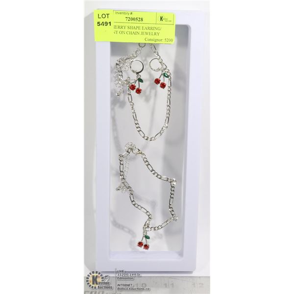 NEW CHERRY SHAPE EARRING/ PENDANT ON CHAIN JEWELRY