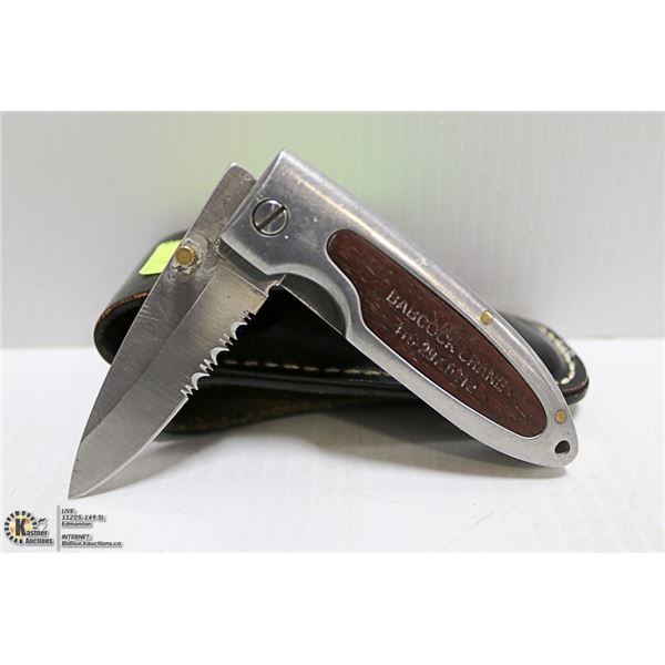K & R VINTAGE POCKET KNIFE IN LEATHER BELT SHEATH