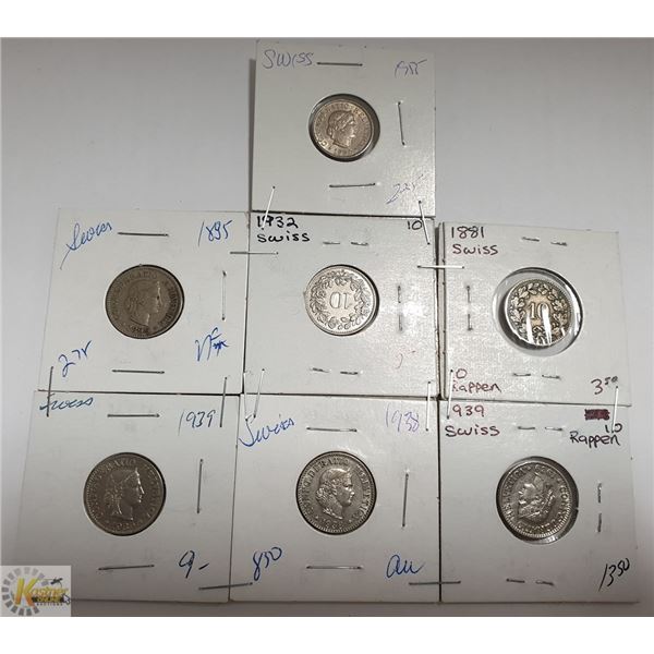 SWITZERLAND OLD COIN SET 10 -5 RAPPEN