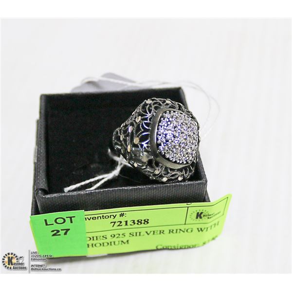 NEW. LADIES 925 SILVER RING WITH BLACK RHODIUM