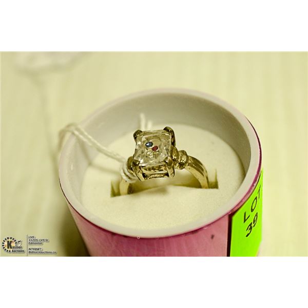 NEW SILVER RING WITH FLOATING RUBY, SAPPHIRE AND