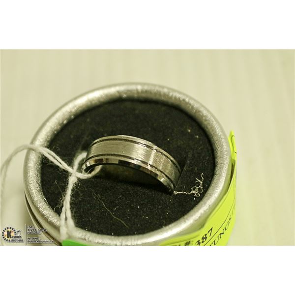 NEW. MENS SILVER TUNGSTEN RING. 16.7 GRAMS