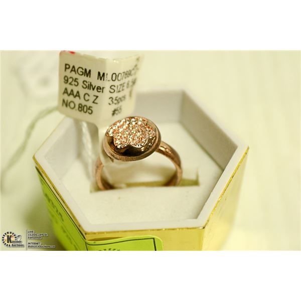 NEW LADIES RING .925 SILVER ROSE GOLD RHODIUM