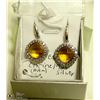Image 1 : NEW. EARRINGS. CITRINE 10 MM CUSHION CUT