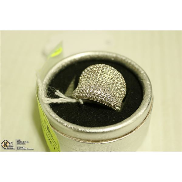 .925 SILVER CZ, 12.6 GRAMS, SIZE 7