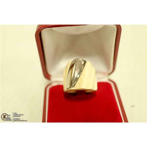 ANTIQUE IVORY AND STERLING SILVER RING SIZE 6