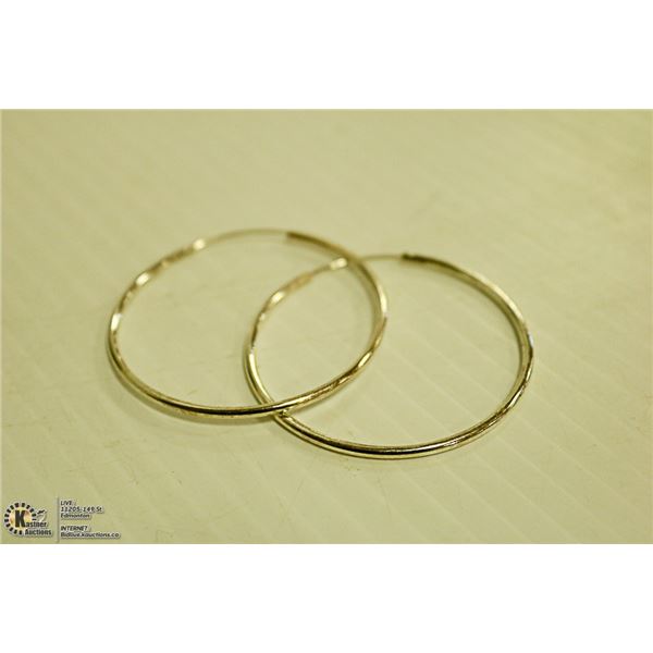 STERLING SILVER HOOP EARRINGS 2" ACROSS