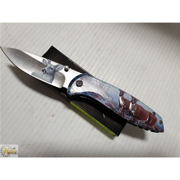 NEW FOLD OUT DEER THEMED KNIFE