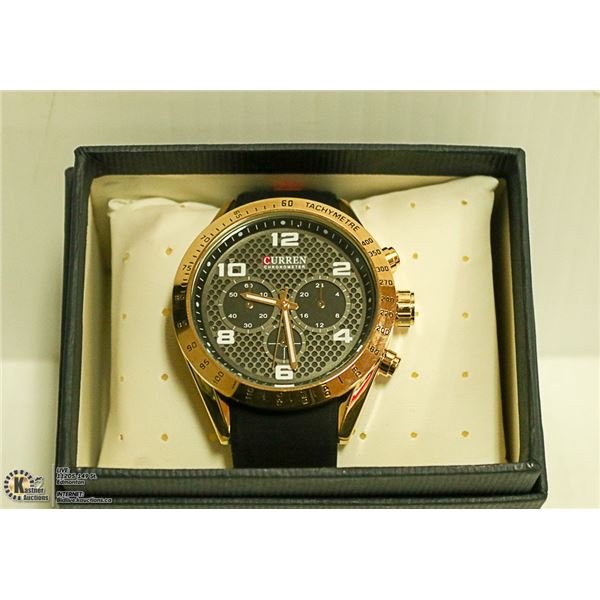 NEW CURREN MAN"S WATCH RUBBER STRAP, IN BOX