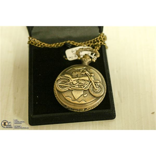 NEW BRONZE POCKET  WATCH WITH BRONZE LONG CHAIN,