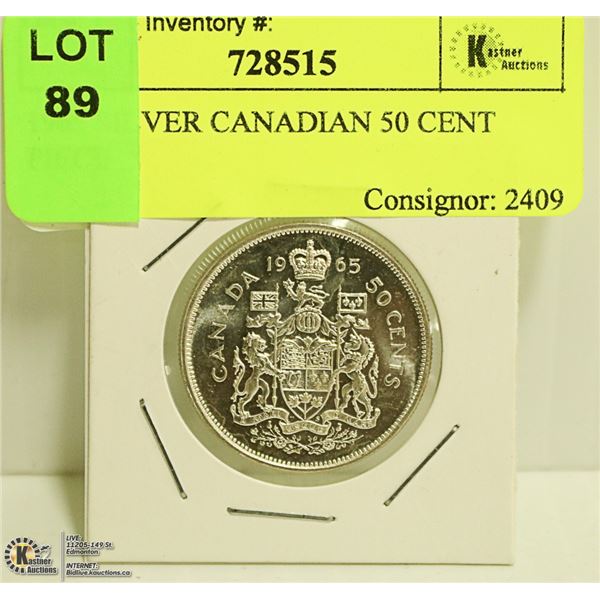 1965 SILVER CANADIAN 50 CENT PIECE
