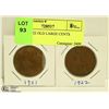 Image 1 : 1921 & 1922 OLD LARGE CENTS