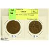 Image 1 : 1920 & 1921 OLD LARGE PENNIES