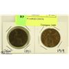 Image 1 : 1892 & 1919 LARGE CENTS