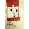 Image 1 : NEW PENDANT SET BLACK ONYX SILVER PEAR STONE