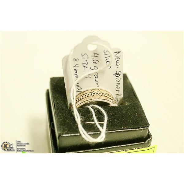 NEW. SPINNER RING. SILVER. 4.6 GRAMS  8.4 MM WIDE