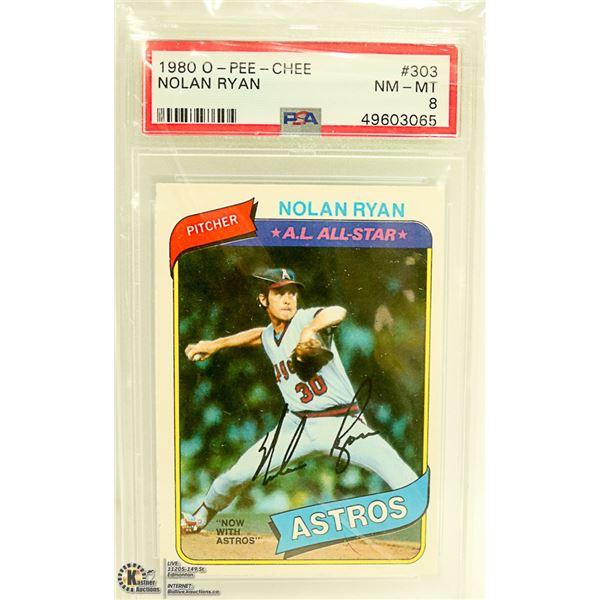 1980 DPC BASEBALL  NOLAN RYAN PSA 8 GRADE