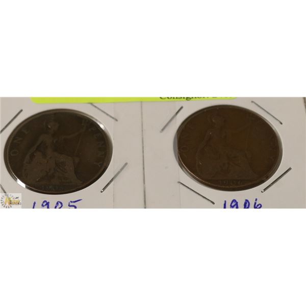 1905 & 1906 ENGLISH LARGE CENTS