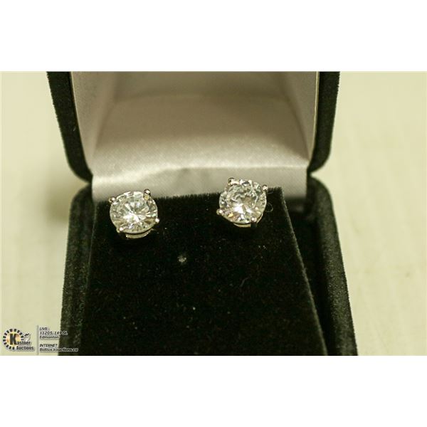 STERLING SILVER 2 CT CZ DIAMOND EARRINGS