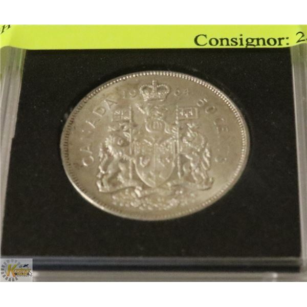 1964 SILVER CANADIAN 50 CENT PIECE