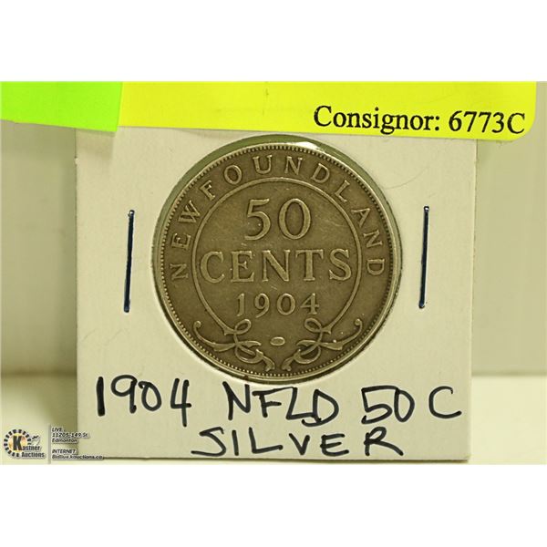 1904 NFLD SILVER 50 CENT COIN