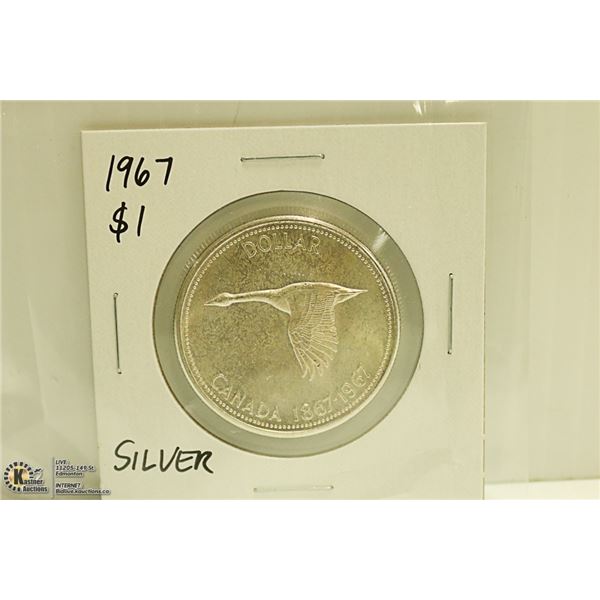 1967 CANADIAN SILVER $1 DOLLAR COIN