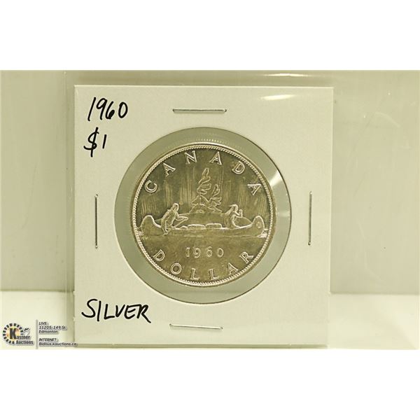 1960 CANADIAN SILVER $1 DOLLAR COIN