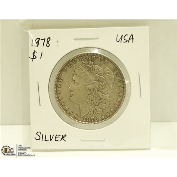 1878 USA SILVER MORGAN $1 DOLLAR COIN