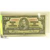 Image 1 : 1937 GEORGE VI CANADIAN $20 BANKNOTE