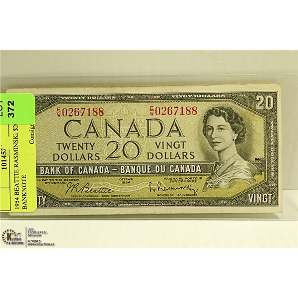 1954 BEATTIE RASMINSKI $20 BANKNOTE