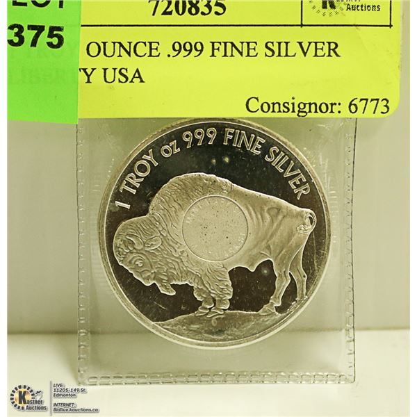 1 TROY OUNCE .999 FINE SILVER LIBERTY USA
