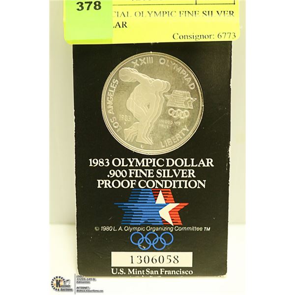 1983 OFFICIAL OLYMPIC FINE SILVER USA DOLLAR