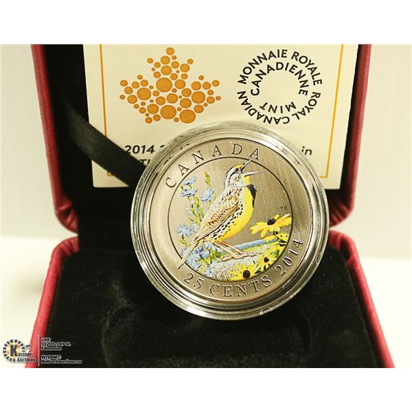 2014 BIRDS OF CANADIAN EASTERN MEADOWLARK 25 CENT