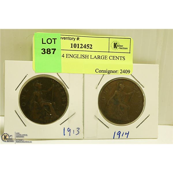 1913 & 1914 ENGLISH LARGE CENTS