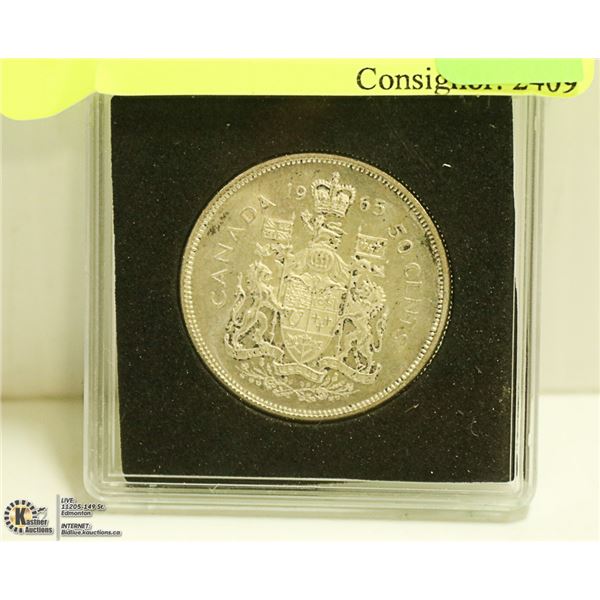 1965 SILVER CANADA 50 CENT PIECE