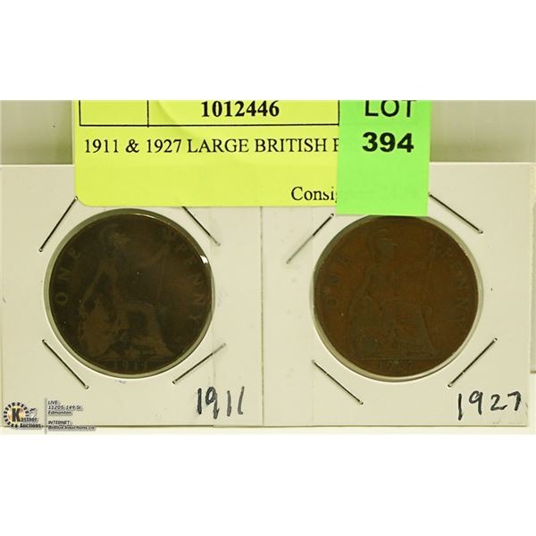 1911 & 1927 LARGE BRITISH PENNIES