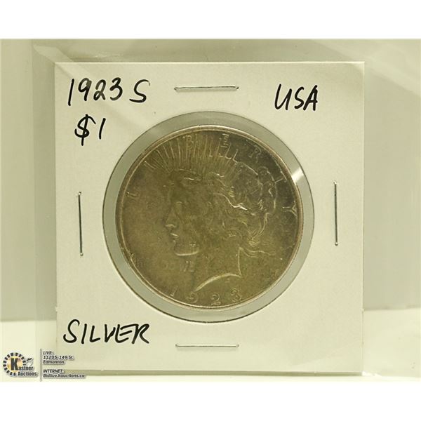 1923 S USA SILVER PEACE $1 DOLLAR COIN