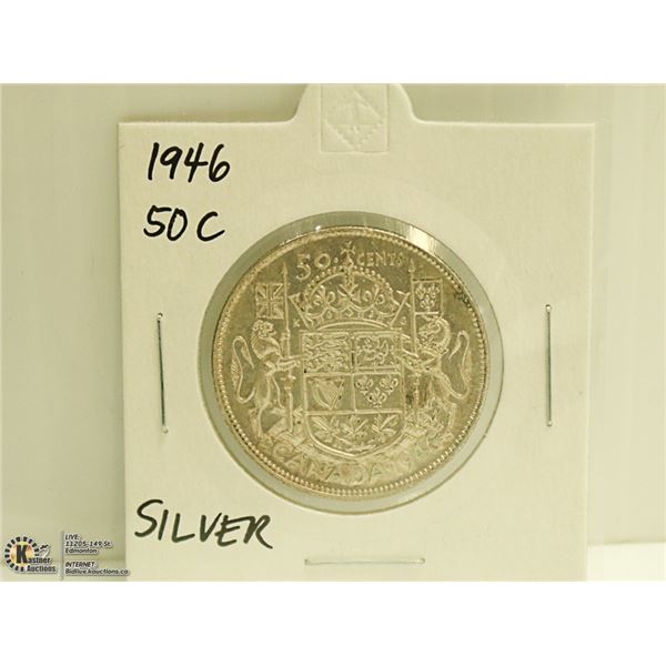 1946 CANADIAN SILVER 50 CENTS COIN
