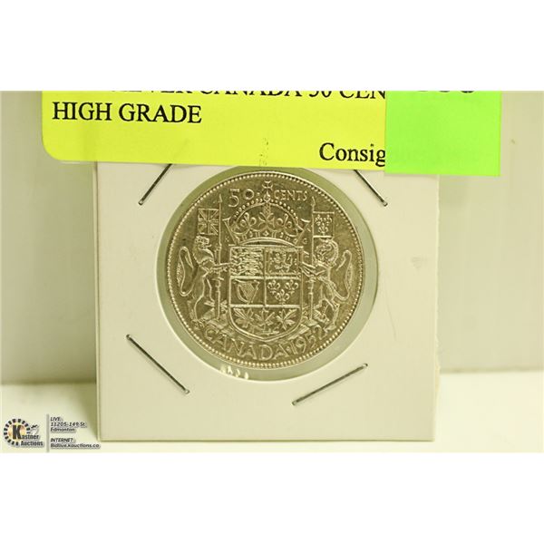 1952 SILVER CANADA 50 CENT PIECE