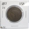 Image 1 : 1851 USA LARGE ONE CENT COIN
