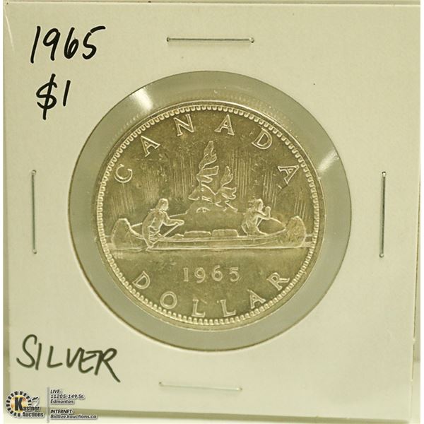 1965 CANADIAN SILVER $1 DOLLAR COIN