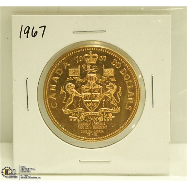 1967 $20 GOLD COIN MONUMENT MEDAL