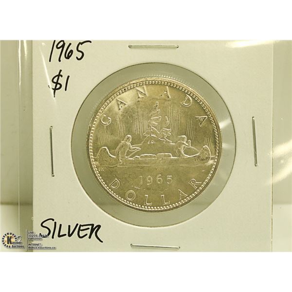 1965 CANADIAN SILVER $1 DOLLAR COIN