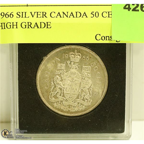1966 SILVER CANADA 50 CENT PIECE