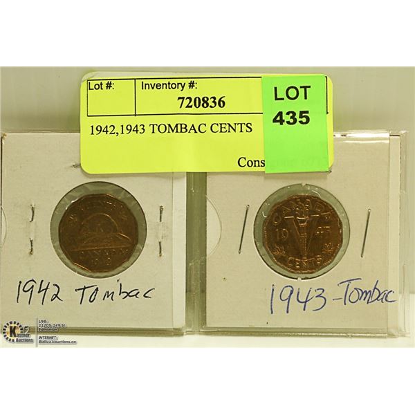 1942,1943 TOMBAC CENTS