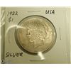 Image 1 : 1922 USA SILVER  PEACE $1 DOLLAR COIN