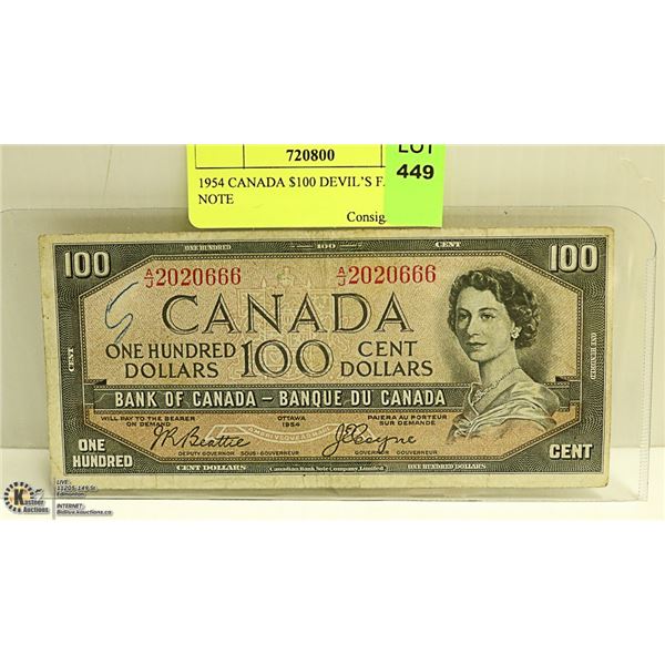 1954 CANADIAN $100 DEVIL’S FACE NOTE