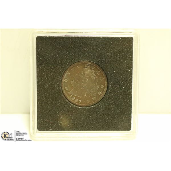 1897 USA LIBERTY HEAD 5 CENT COIN OVER 100 YEARS