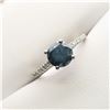 Image 2 : 9) PLATINUM FANCY COLOURED BLUE DIAMOND RING.
