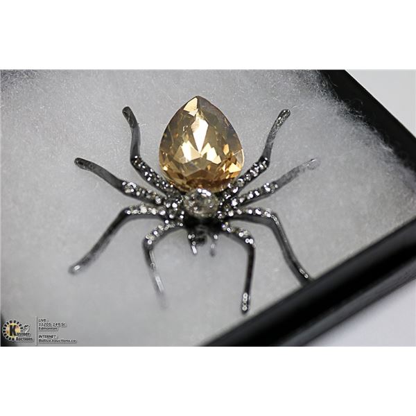 RHINESTONE SPIDER BROOCH
